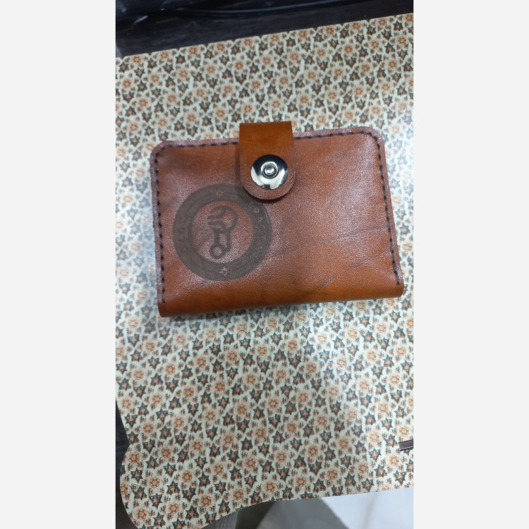 جا کارتی چرم گاوی طبیعی طرح تراکتور دکمه دار