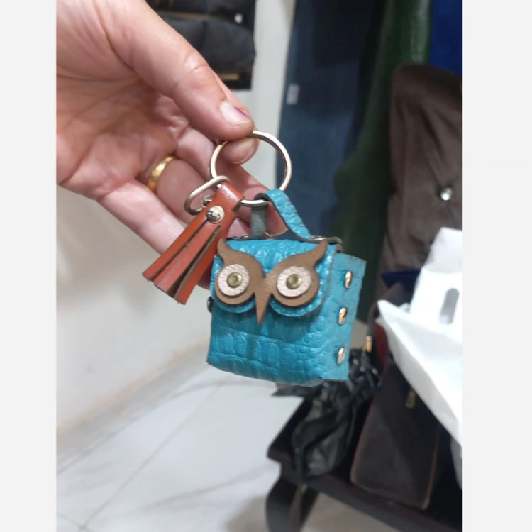 جا کلیدی جنس چرم طبیعی گاوی یا چارم بگ رنگ آبی