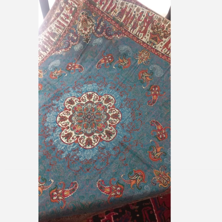 رومیزی پارچه ای ترمه جنس ابریشم طرح تخت جمشید آستردار