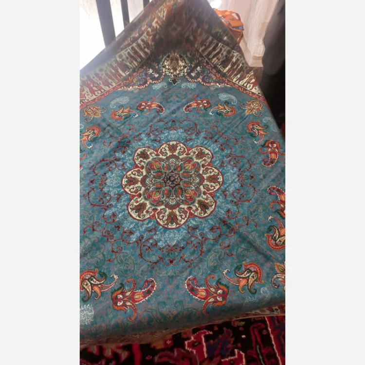 رومیزی پارچه ای ترمه جنس ابریشم طرح تخت جمشید آستردار