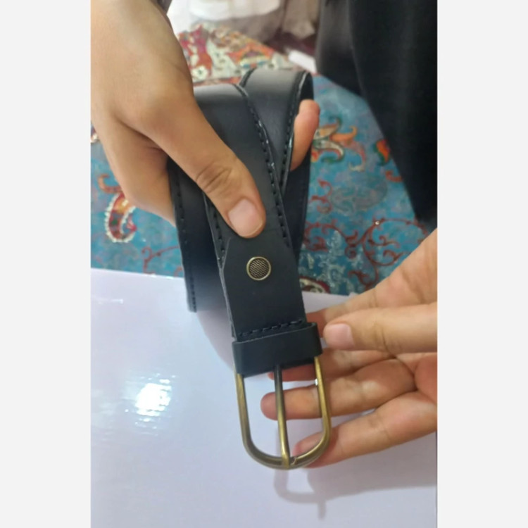 کمربند مردانه جنس چرم طبیعی با سگک طلایی