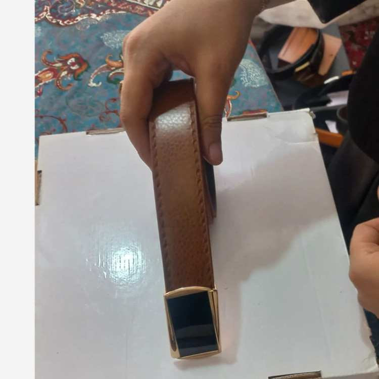 کمربند قهوه ای رنگ جنس چرم مصنوعی تک عددی