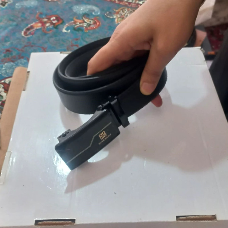 کمربند مردانه ریلی تک لایه جنس چرم مصنوعی سگک دار