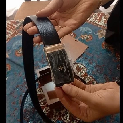 کمربند ریلی جنس چرم مصنوعی مشکی و زیبا