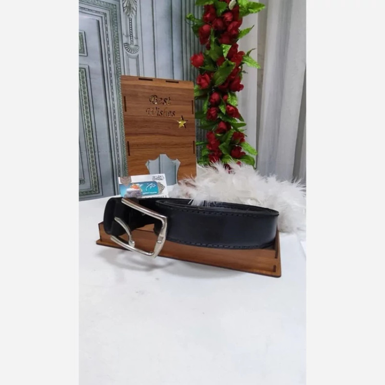 کمربند جنس چرم طبیعی گاوی با سگک سوزنی بسته یک عددی