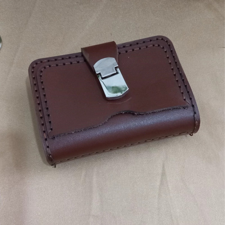جا کارتی چرم طبیعی گاوی سه لت رنگ قهوه ای