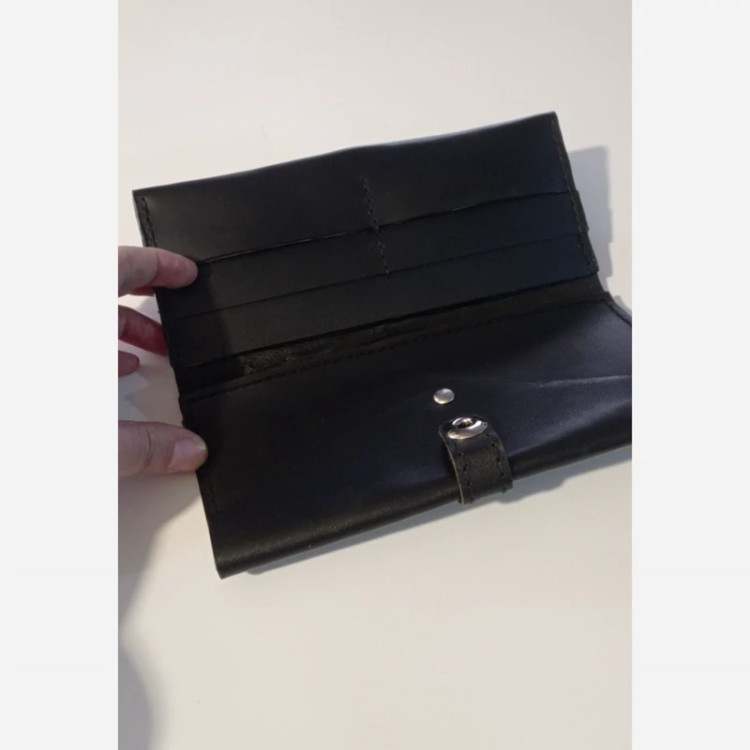 کیف پول اسپورت چرم گاوی طبیعی مشکی رنگ تک عددی