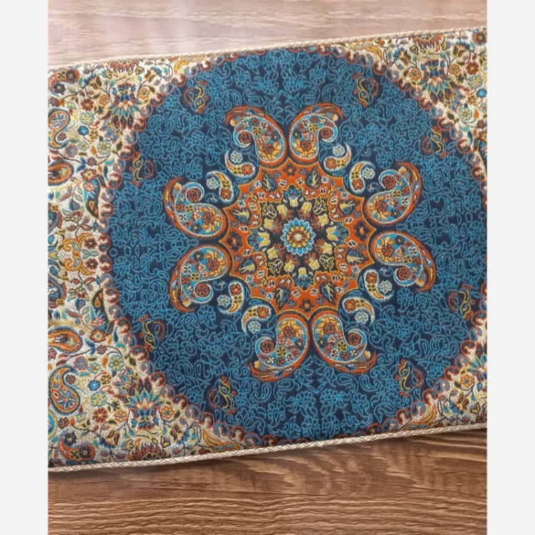 جا سینی پارچه ترمه رنگ آبی فیروزه ای برای سینی پذیرایی