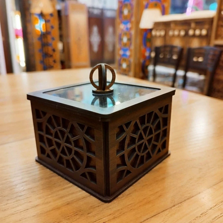 قندان چوبی و شکلات خوری تک خانه