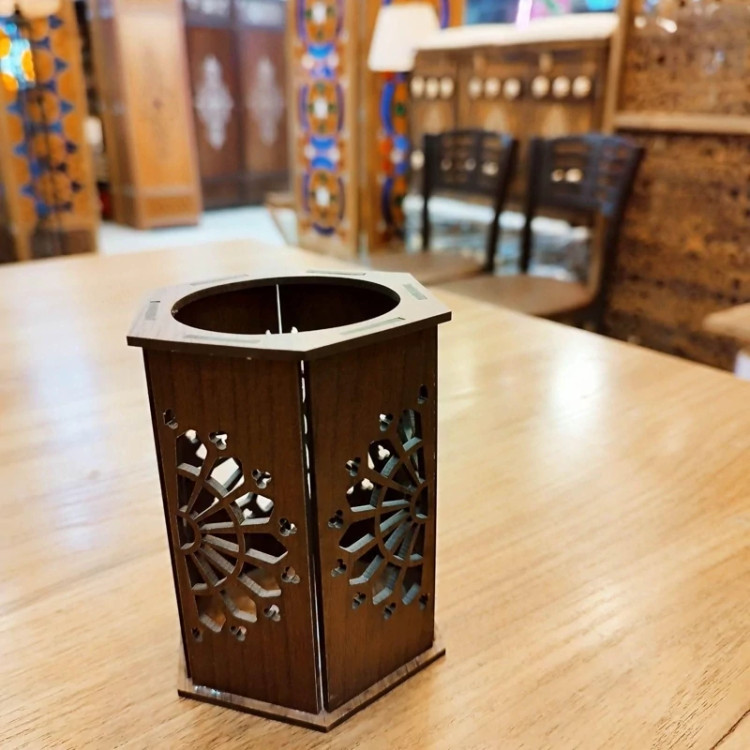 جا مدادی چوبی شش ضلعی بسته یک عددی