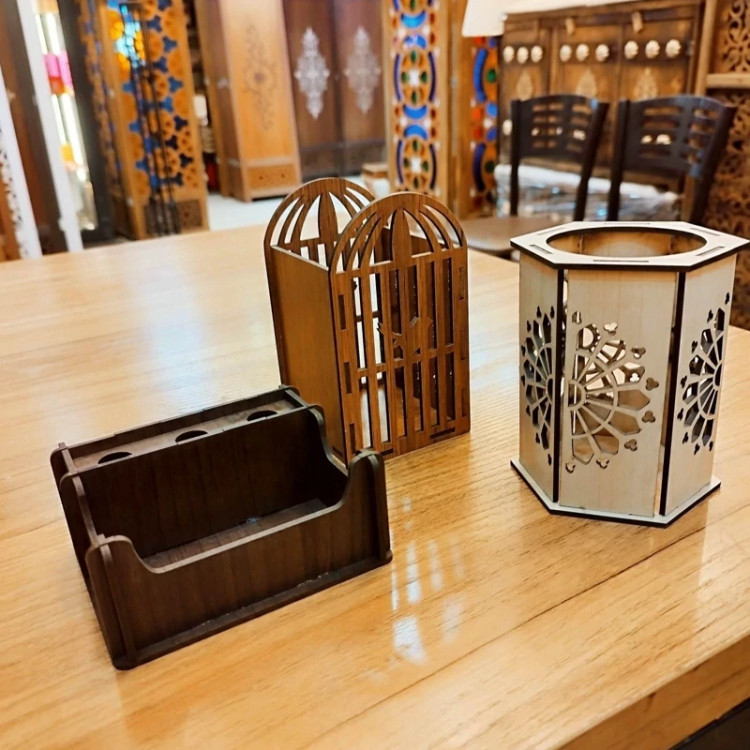 جا مدادی چوبی طرح قفس بسته یک عددی
