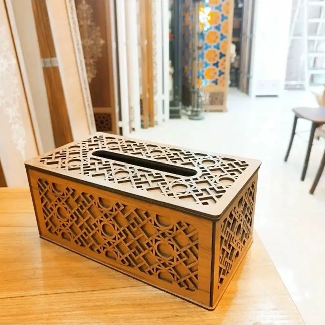 جا دستمال کاغذی چوبی با طرح و نگاری خاص