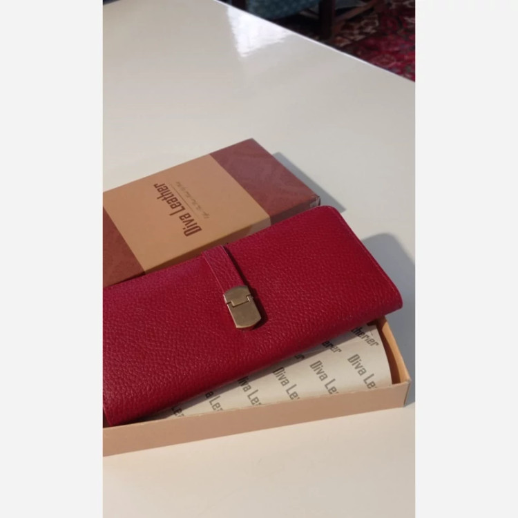 کیف پول زنانه دستی فوق العاده زیبا و قشنگ جنس چرم گاوی