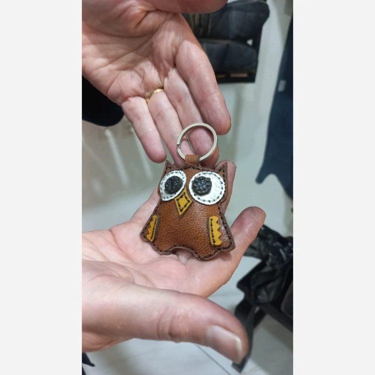 جا کلیدی جنس چرم طبیعی طرح جغد خوش رنگ